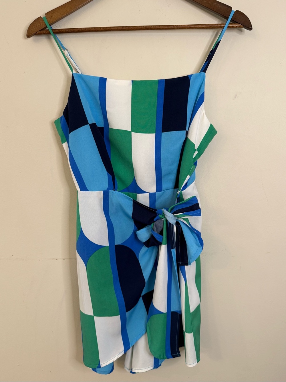 Lush romper colorblock green blue white coquette bow SM